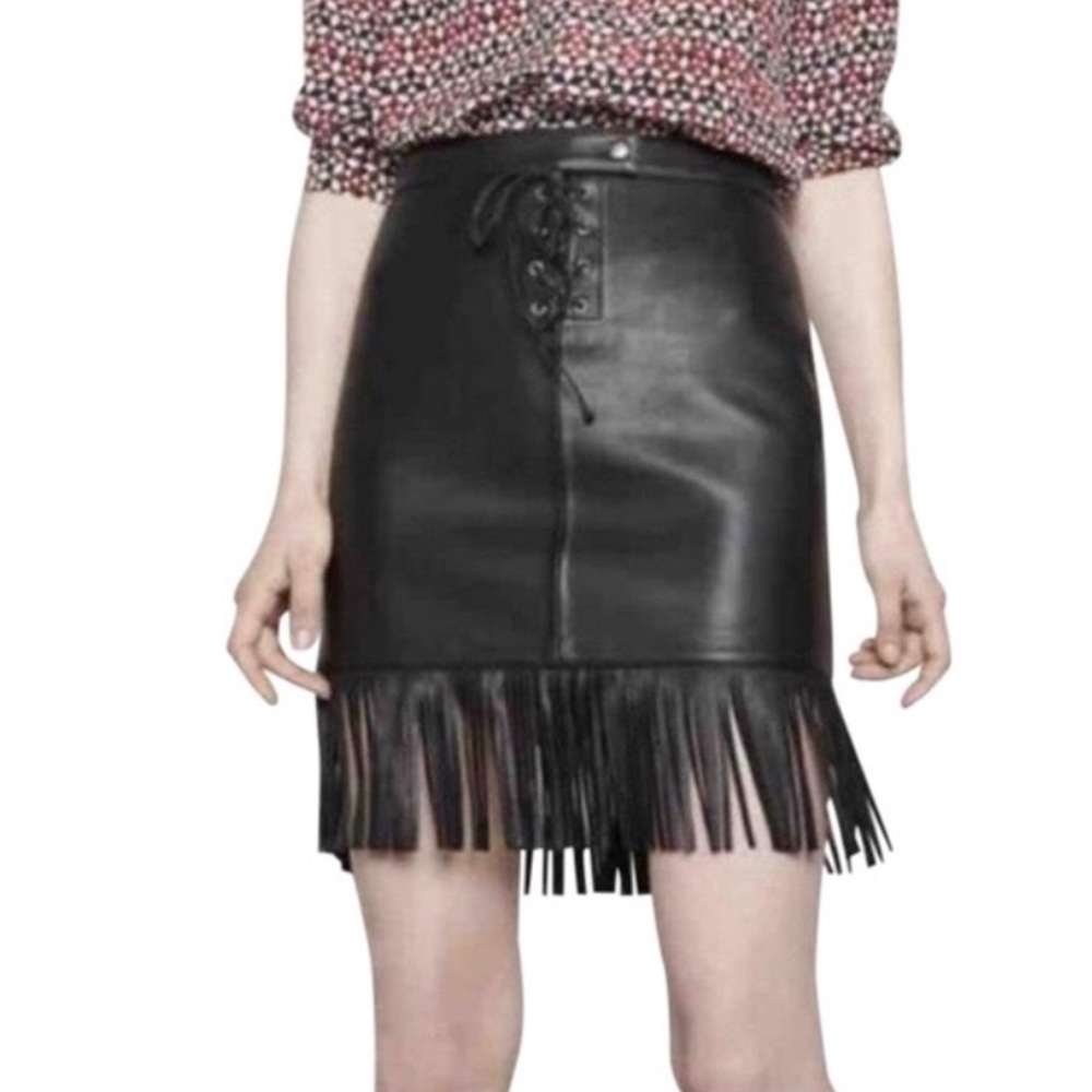 SOLD.    Host pick 🎉Maje Leather Fringe skirt🎉 - Picture 9 of 9